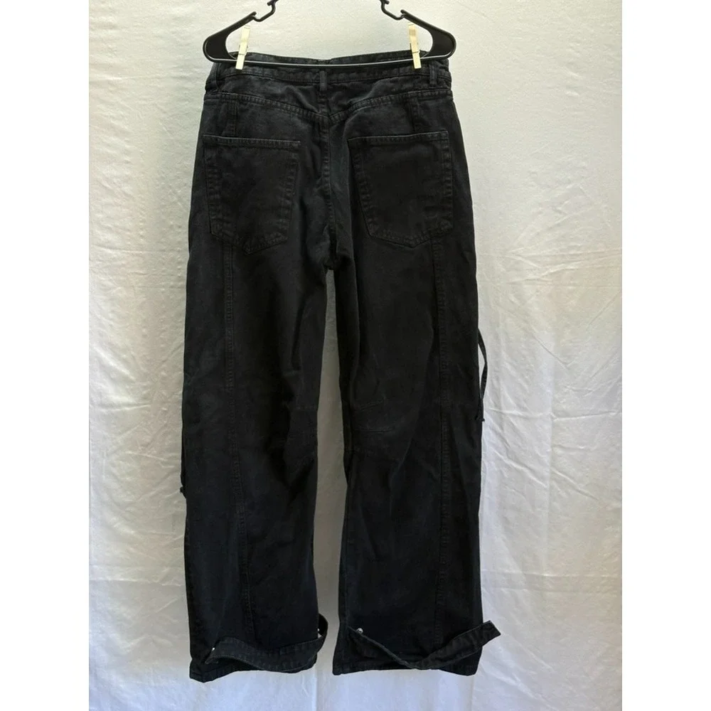 Y2K Jean Men's 32 Black Utility Streetwear Wide Leg Baggy Cybercore Mall Goth